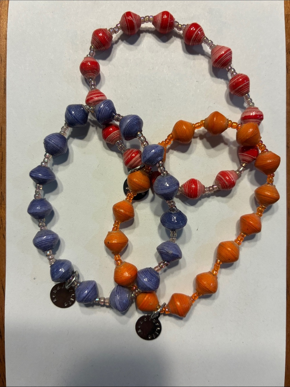 Beads for Life Handmade Purple & Orange & Red Beaded Stretch Bracelet Set